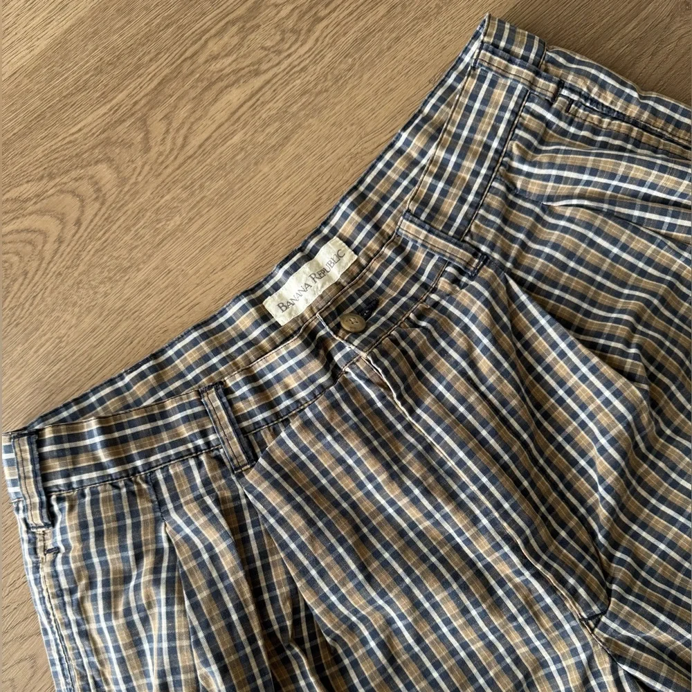 Vintage Banana Republic 100% Cotton Men's Checkered Plaid Shorts Size 33